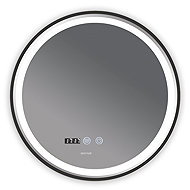 MIXXUS Mirror with LED Lighting, Anti-Fog Function and Clock, MC05-80-Case Black Topper - Mirror