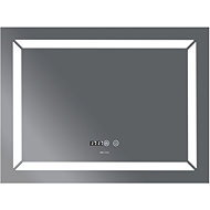 MIXXUS Mirror with LED Lighting, Anti-Fog Function and Clock, MR01-80 × 60 Light-Case - Mirror