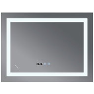 MIXXUS Mirror with LED Lighting, Anti-Fog Function and Clock, MR02-90 × 70-Case Warm - Mirror