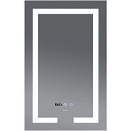 MIXXUS Mirror with LED Lighting, Anti-Fog Function and Clock, MR06-50 × 80-Case Hard - Mirror