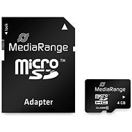 MEDIARANGE microSDHC 4GB Class 10 + SD adapter - Memóriakártya