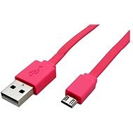 ROLINE USB 2.0 - USB A(M) -> micro USB B(M), 1m, flach, rosa - Datenkabel