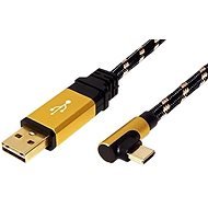 Roline GOLD USB 2.0 kábel, obojstranný USB A(M) – USB C(M) lomený (90°), 0,8 m - Dátový kábel