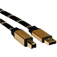 ROLINE Gold USB 2.0 A-B, 3m - čierno/zlatý - Dátový kábel