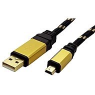ROLINE USB 2.0 USB A (M) -&gt; USB mini 5pin B (M), 0,8 m - fekete / arany - Adatkábel