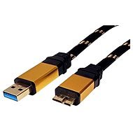 ROLINE Gold USB 3.0 SuperSpeed USB 3.0 A(M) -> micro USB 3.0 B(M),  0,8 m – čierno-zlatý - Dátový kábel