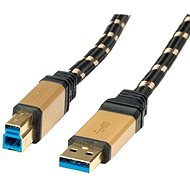 ROLINE Gold USB 3.0 SuperSpeed USB 3.0 A(M) -> USB 3.0 B(M), 0,8 m - čierno/zlatý - Dátový kábel
