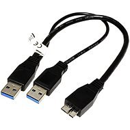 OEM USB SuperSpeed 5Gbps 2x USB 3.0 A(M) to microUSB 3.0 B(M) - 0,3m, fekete, Y kábel - Adatkábel