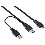 OEM USB SuperSpeed 5Gbps 2x USB 3.0 A(M) to microUSB 3.0 B(M)- 1,5m, fekete, Y kábel - Adatkábel