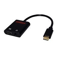 Roline USB C (M) Adapter - 4-pin 3.5mm Audio Jack + USB C (F) (PD), 0.13m - Adapter