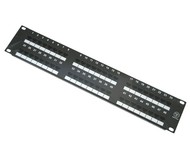Patch panel osazený, 48 portů RJ45 kat.5e, blok 110, černý - -