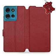 Mobiwear Kožené flip knížkové pro Motorola Moto G75 5G - Tmavě červené - Phone Case
