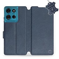 Mobiwear Leather flip book for Motorola Moto G75 5G - Blue - Phone Case