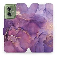 Mobiwear flip book for Motorola Moto G55 5G - Purple marble - Phone Case