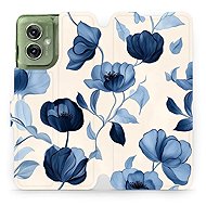 Mobiwear flip knížkové pro Motorola Moto G55 5G - Modré květy - Phone Case