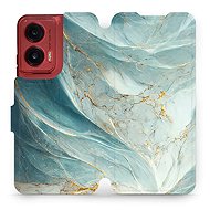 Mobiwear flip book for Motorola Moto G35 - Greenish Marble - Phone Case