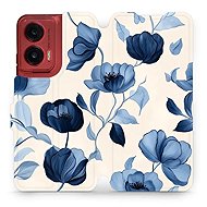 Mobiwear flip book for Motorola Moto G35 - Blue flowers - Phone Case