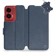 Mobiwear Leather flip book for Motorola Moto G35 - Blue - Phone Case