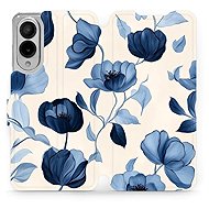 Mobiwear flip knížkové pro Samsung Galaxy S25 Edge - Modré květy - Phone Case