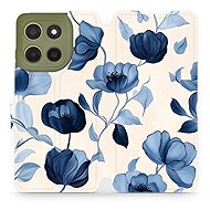 Mobiwear flip knížkové pro Motorola Moto G15 - Modré květy - Phone Case