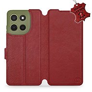 Mobiwear Leather flip book for Motorola Moto G15 - Dark red - Phone Case