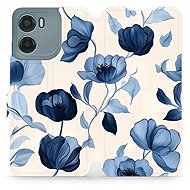Mobiwear flip book for Motorola Moto G05 - Blue flowers - Phone Case