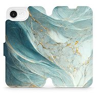Mobiwear flip book for Apple iPhone 16e / 17e - Greenish Marble - Phone Case