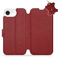 Mobiwear Leather flip book for Apple iPhone 16e / 17e - Dark Red - Phone Case