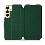 Mobiwear Soft Touch flip for Samsung Galaxy S24 FE - green, black - Phone Case