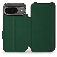 Mobiwear Soft Touch flip book for Google Pixel 9 / 9 Pro - Green & Black - Phone Case