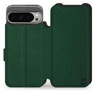 Mobiwear Soft Touch flip book for Google Pixel 9 Pro XL - Green & Black - Phone Case