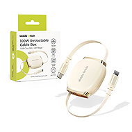 Mobile Origin 100W Retractable Cable Box USB-C to USB-C CB7 Beige - Data Cable