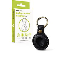 Mobile Origin AirTag Leather Keychain A6 Black - AirTag Key Ring