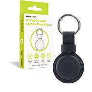 Mobile Origin AirTag Outdoor Leather Keychain A7 Black - AirTag Key Ring