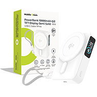 Mobile Origin 10000 mAh Qi2 TFT Display Semi-Solid PowerBank PB19 - USB-C Cable White - Powerbank