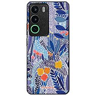 Mobiwear Glossy Realme C71 kék virágok fényes tok - Védőtok