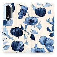 Mobiwear Flip OnePlus Nord 5 kék virágok tok - Mobiltelefon tok