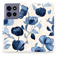 Mobiwear flip book for Motorola Moto G86 5G - Blue flowers - Phone Case