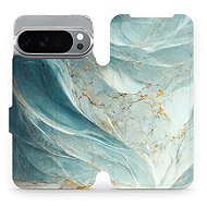 Mobiwear flip book for Google Pixel 10 Pro XL - Greenish Marble - Phone Case