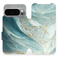 Mobiwear flip book for Google Pixel 10 Pro - Greenish Marble - Phone Case