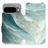 Mobiwear flip book for Google Pixel 10 - Greenish Marble - Phone Case