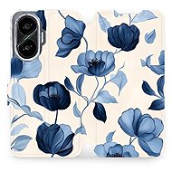 Mobiwear flip book for Xiaomi Poco F7 - Blue flowers - Phone Case