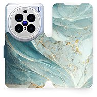 Mobiwear flip book for Vivo X200 Pro - Greenish Marble - Phone Case