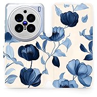 Mobiwear flip book for Vivo X200 Pro - Blue flowers - Phone Case