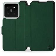 Mobiwear Soft Touch flip pro Xiaomi 14 - Zelený & Černý - Phone Case