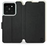 Mobiwear Soft Touch flip pro Xiaomi 14 - Černý & Béžový - Phone Case