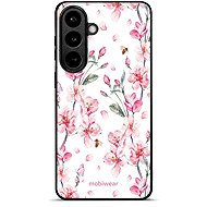Mobiwear Glossy Samsung Galaxy S26 Plus fényes tok - G033G, rózsaszín virágok - Telefon tok
