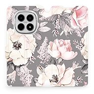 Mobiwear Flip case for Xiaomi Redmi Note 15 4G flowers on grey - Phone Case