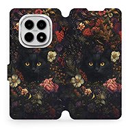 Mobiwear Flip Xiaomi Redmi Note 15 4G fekete macska tok - Mobiltelefon tok