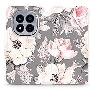 Mobiwear Flip case for Xiaomi Redmi Note 15 Pro 5G flowers on grey - Phone Case